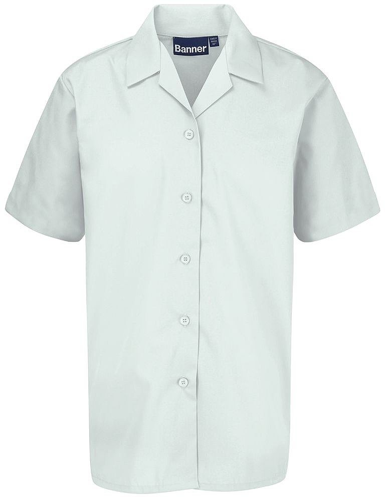 Girls Short Sleeve Revere Collar Blouse