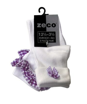 Gingham Socks - White/Purple