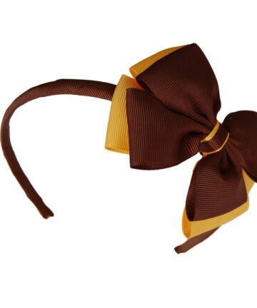 Brown & Yellow Headband with Bow