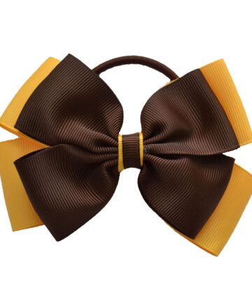 Brown & Yellow Hair Tie with Bow