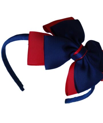 Navy & Red Headband with Bow