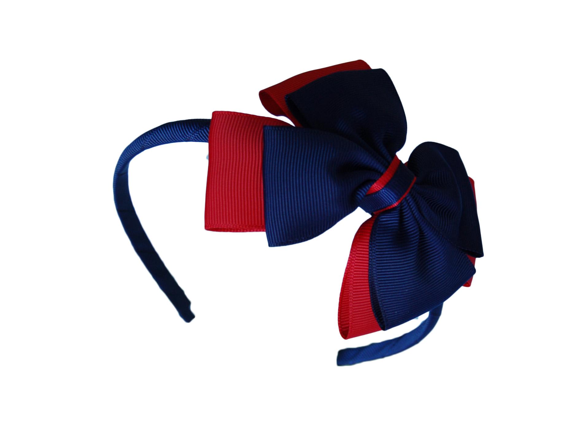 Navy and Red hair bow Headband